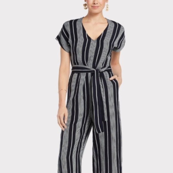RAILS Striped Angela Wide Leg Jumpsuit in Navy Stripe Size Large - Picture 4 of 16